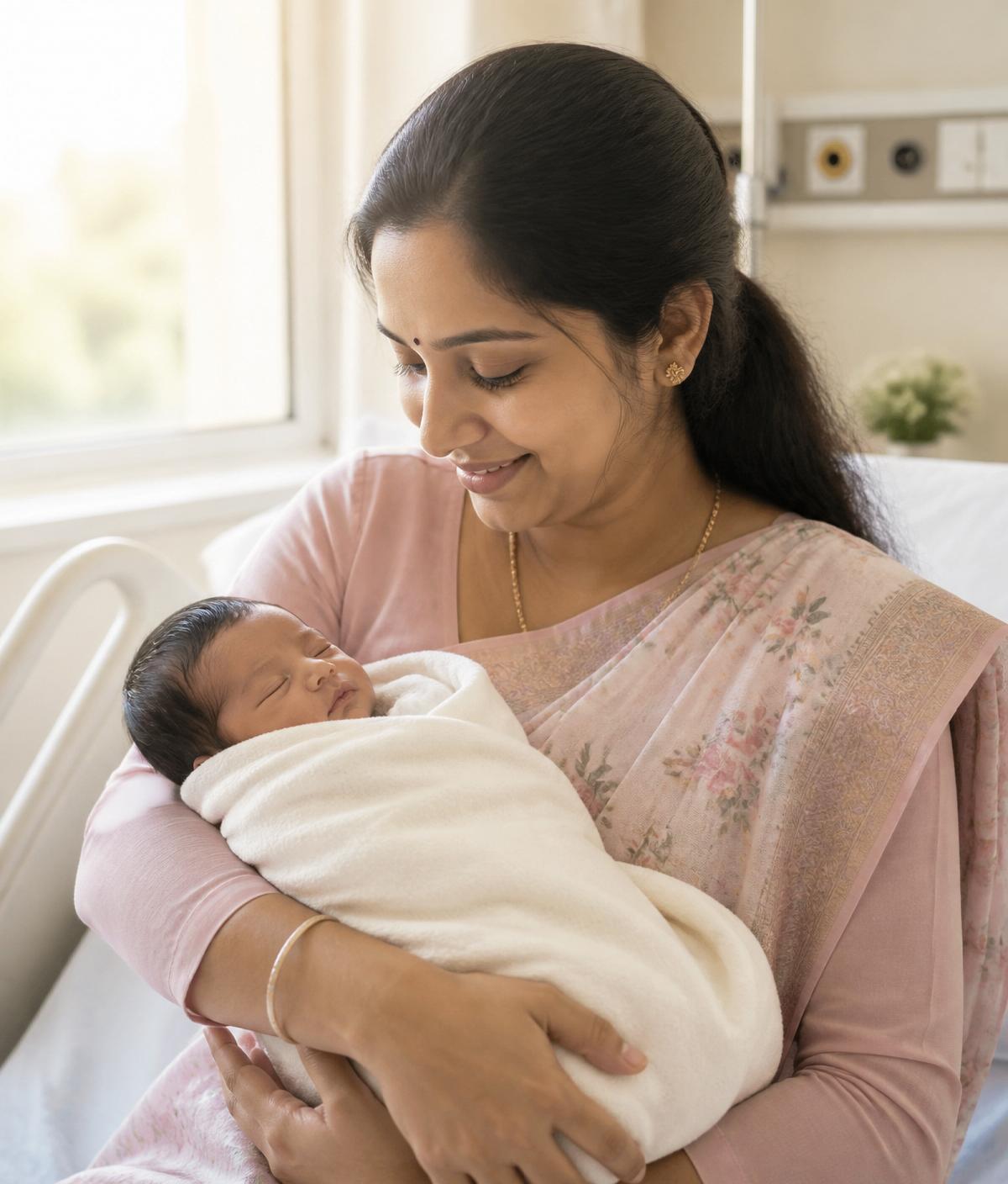 Young mother holding her newborn at Greenview Medical Center